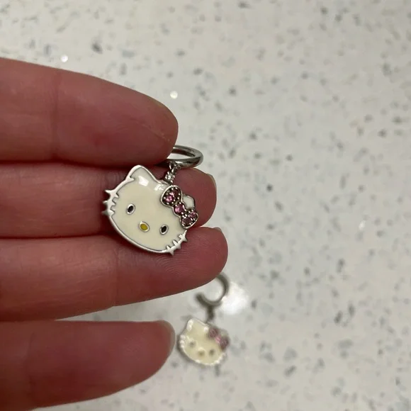 Sterling Silver and Rhinestone Hello Kitty Earrings - Picture 4 of 5